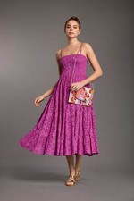 Abito lungo Donna in cotone Pizzo San Gallo colore viola Iconique IC25-007