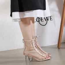 Stivali Estivi Tronchetto Donna 10 cm Traforato Nero Pelle Sintetica 42580