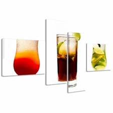 Quadro Moderno 200 x 100 cm Stampa su Tela Canvas 4 pz XXL Multi cocktail II