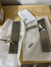 Signature Hardware Satcher Dummy Entrance Door Set, Right Hand, Antique Brass