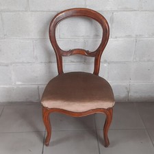 Sedia legno color noce tessuto beige artigianato italiano vintage anni '40