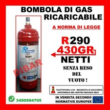 BOMBOLA DI GAS REFRIGERANTE R290 1LT NETTO 430GR RICARICABILE SENZA RESO VUOTO