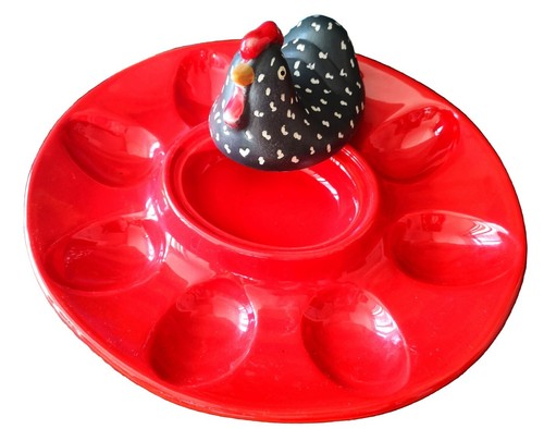 Piatto gallina vintage rosso - piatto+gallina,