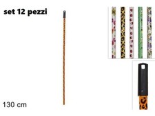 x Set 12 Pezzi Bastone Manico In Legno Plastificato Fantasia Per Scopa 130cm dfh