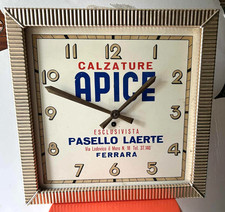 Vecchio orologio meccanico anni 50 pubblicitario calzature Apice negozio Ferrara