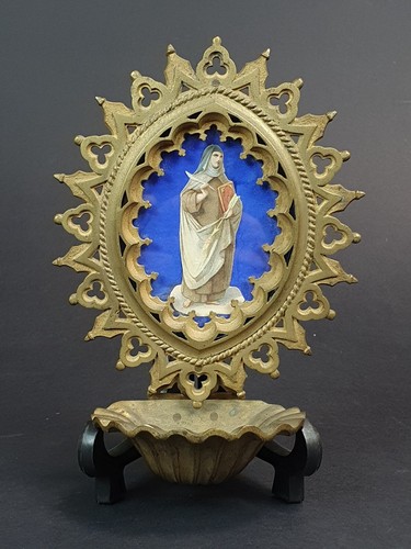 Acquasantiera bronzo dorato - acquasantiera,