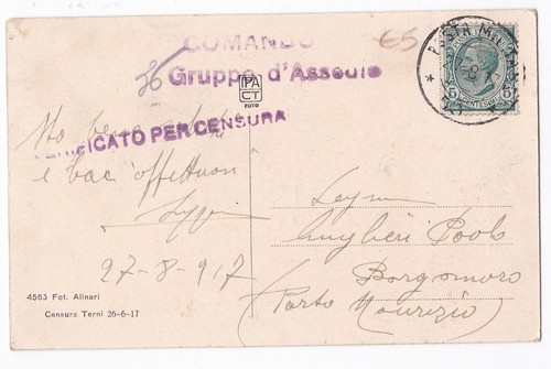 Cartolina con timbro comando - con, "