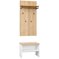 HOMCOM Appendiabiti da Ingresso a 4 Ganci con Scarpiera e Panca in Truciolato