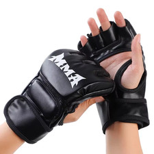 Guanti Da Allenamento Professionali per Boxe Cuscino in Pelle Con Mezze Dita per