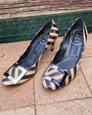 ?Decoltè Roger Vivier pelle vernice nero marrone righe 37