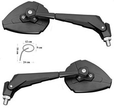 COPPIA specchietti retrovisori custom Harley moto neri metallo Hydro style