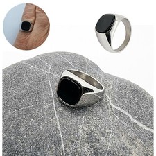 Anello uomo in acciaio pietra