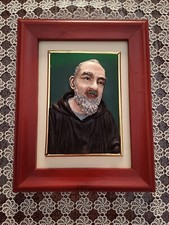Bellissimo quadro con PADRE PIO in resina in rilievo 20 x 25 ottimo stato