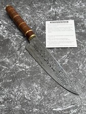 Custom Damascus Steel Chef Damast Küchen Messer With Holz und Lederstück MAQ4538