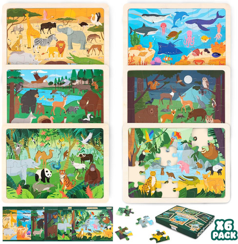 Puzzle legno bambini sets - legno, 6