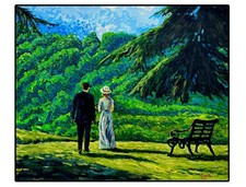 Acrilico su tela 58X70 - 2025 - Paesaggio campestre, un uomo e una donna