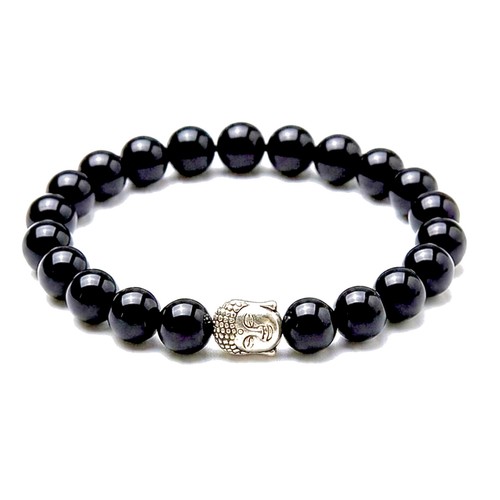 Bracciale buddha ossidiana - buddha, in