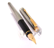 LEGENDAIRE STYLO PLUME DE PRESTIGE PARKER 75 ciselé ARGENT MASSIF PLUME OR P364