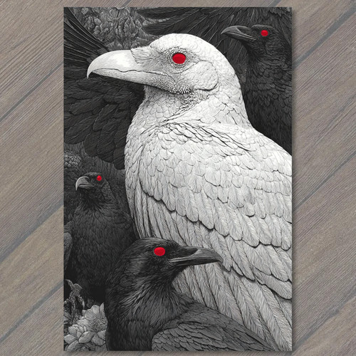 Stampa artistica corvo bianco