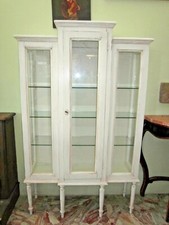 VETRINA CRISTALLIERA SHABBY BIANCA VETRINETTA ESPOSITORE NEGOZIO  CRISTALLO