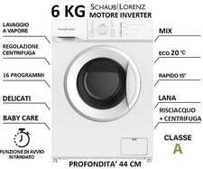 LAVATRICE 6 KG 1000 GR CL.A SLIM PROF.44 CM INVERTER VAPORE SCHAUB LORENZ SS610I