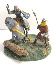 Soldatini Medioevali - DIORAMA SCONTRO TRA UN CAVALIERE FEANCESE E FANTE INGLESE