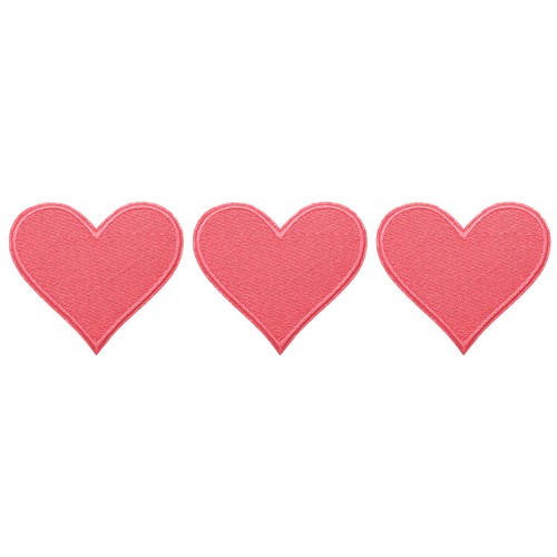 3pcs toppe cuore ricamo rosa - cuore,