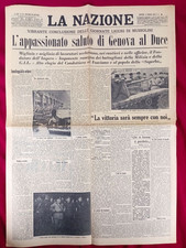 Quotidiano Giornale d'epoca La Nazione 10 dicembre 1937 Mussolini a Genova Duce