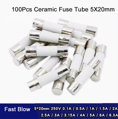100pz tubo fusibile ceramico - fusibile,