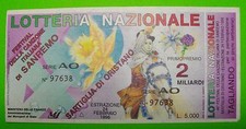 BIGLIETTO LOTTERIA FESTIVAL SANREMO E SARTIGLIA ORISTANO SERIE A67904 C. SUBITO 