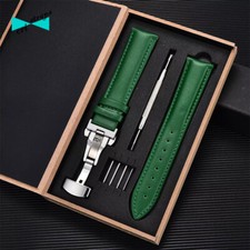 Cinturino orologio in pelle VERDE fibbia deployante oro per rolex 18 20 22 24 mm