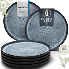 Set Di 6 Piatti Grandi in Gres, Modello Ibiza - Piatti Raffinati Resistenti a La