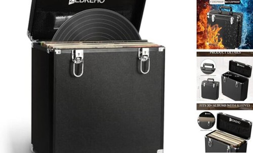 Vinyl record storage box with - vinyl,