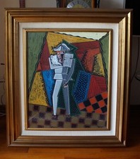 QUADRO OPERA DI PIPPO ORIANI ENCAUSTO OLIO SU CARTA "ARLECCHINO" CERTIFICATO