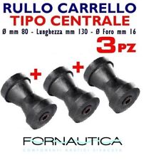 3 RULLI CENTRALI REGGICHIGLIA 130X80 MM RICAMBIO CARRELLO BARCA RULLO TRASPORTO