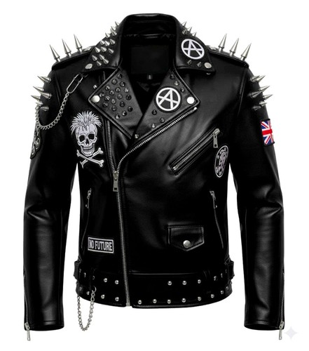 Giacca pelle uomo nera - , punk