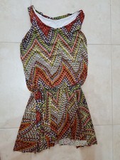 Lotto 1914 vestito abito donna verde fantasia a balze tg.M