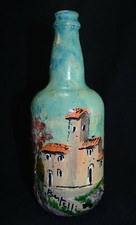 N5044s MAGNIFICA BOTTIGLIA IN VETRO DIPINTA A MANO FIRMATA BERTELLI