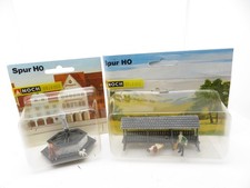 333HO - Noch H0 1154 / 1140 - fontana cittadina / passerella in legno - ottima con scatola originale