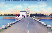 Grand Isle Bridge North Hero, cartolina in lino iva anni '50