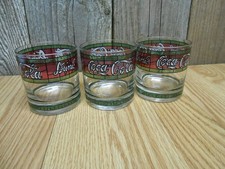 3 bicchieri vintage retrò stile tiffany coca cola highball vetro pubblicitario