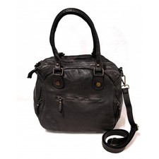 Borsa Bauletto in pelle sauvage Vintage Donna Il Borsaro Nero art. V21 003 Made 