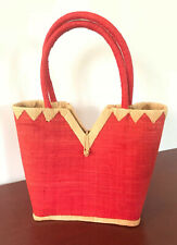 Borsa Paglia Panama Vintage Corallo Mare Handmade in Italy Anni 60