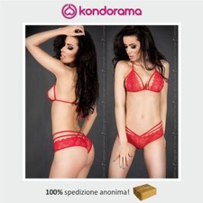 Set intimo sexy in pizzo rosso floreale da donna due pezzi regolabili TG S o M