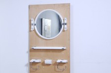 Set bagno vintage Carrara Matta Milo bianco specchio rotondo design anni 70 