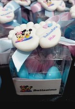 bomboniera nascita  Bimbi Gemelli Topolino Minnie Piedini  calamita  Battesimo
