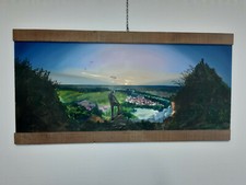 Quadro olio su Tavola con cornice particolare in legno grezzo 90x45 