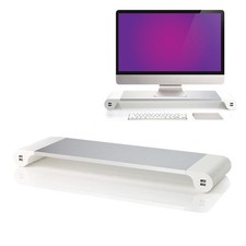 Supporto Per Monitor in Alluminio Space Bar Desk Organizer Con 4 Porte USB