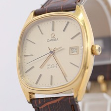 *QUASI NUOVO* Vintage 1979 OMEGA De Ville Cal.1342 Quarzo Corona a Spinta Oro 34mm Uomo