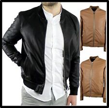 giacca ecopelle uomo giubbino primavera  leggera pelle giubbotto slim moto biker